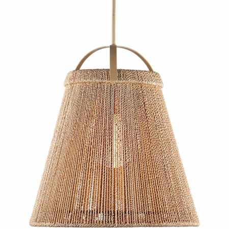 Currey and Company Parnell 24" Wide Pendant Natural / Frosted White / Beige