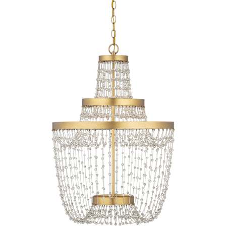 Currey and Company Mademoiselle 22" Wide Beaded Empire Chandelier Clear / Contemporary Gold Leaf / Contemporary Gold