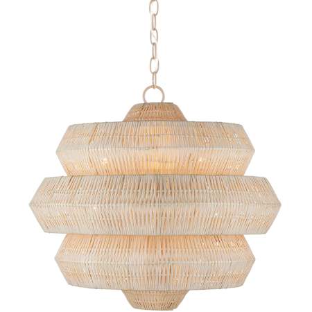 Currey and Company Antibes 3 Light 23" Wide Chandelier Bleached Natural / Snow White