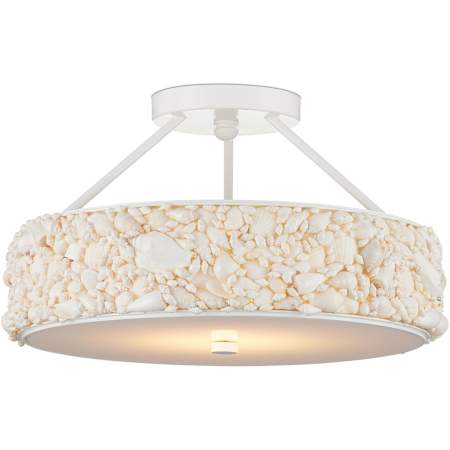 Currey and Company Turbinella 19" Wide Semi-Flush Drum Ceiling Fixture Natural / Sugar White / White