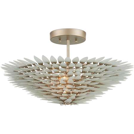 Currey and Company Dahlia 3 Light 22" Wide Semi-Flush Bowl Ceiling Fixture Frosted / Contemporary Silver