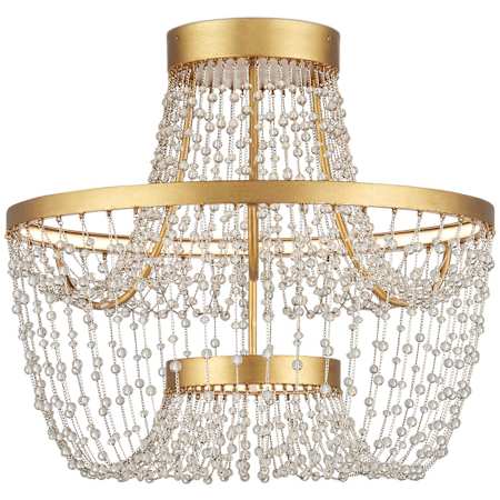 Currey and Company Mademoiselle 22" Wide Semi-Flush Ceiling Fixture Clear / Contemporary Gold Leaf / Contemporary Gold