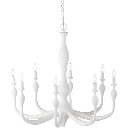 Currey and Company Ludwig 8 Light 34" Wide Taper Candle Style Chandelier Gesso White