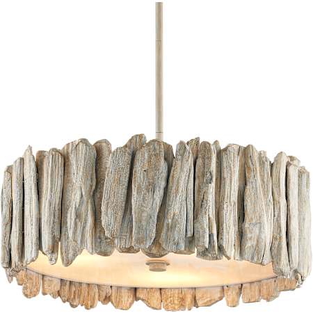 Currey and Company Driftwood 3 Light 20" Wide Semi-Flush Drum Ceiling Fixture / Converts to Pendant Whitewash / White