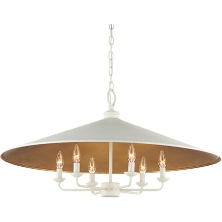 Currey and Company Brussels 6 Light 36" Wide Taper Candle Style Chandelier Snow White / Contemporary Gold Leaf