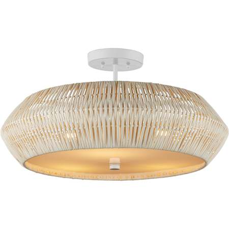 Currey and Company Antibes 3 Light 25" Wide Semi-Flush Drum Ceiling Fixture Bleached Natural / Snow White / White
