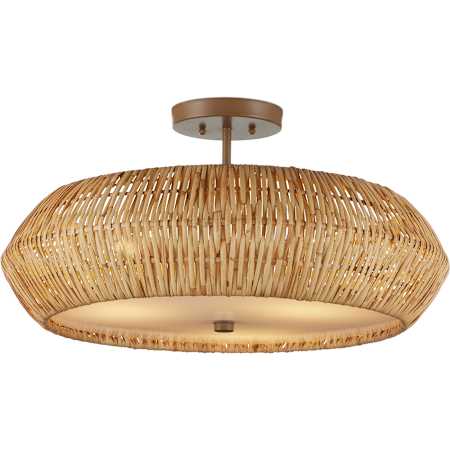 Currey and Company Antibes 3 Light 25" Wide Semi-Flush Drum Ceiling Fixture Natural / Khaki / White