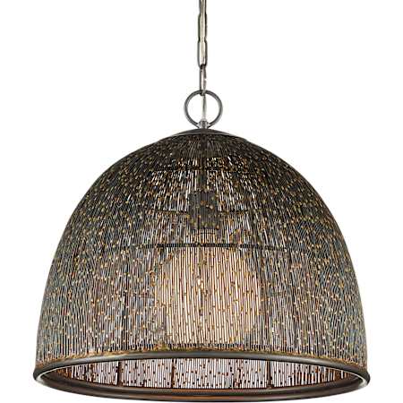 Currey and Company Eduardo 19" Wide Pendant Natural Iron / Brass