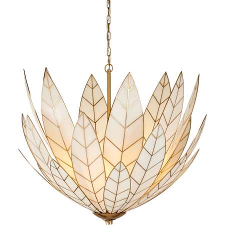 Currey and Company Lamina 3 Light 35" Wide Abstract Chandelier Antique Brass / Off-White