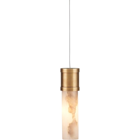 Currey and Company Cannula 6" Wide Mini Pendant Vintage Brass / White / Silver