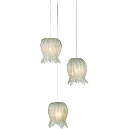 Currey and Company Polpo 3 Light 8" Wide Multi Light Pendant Green / Silver