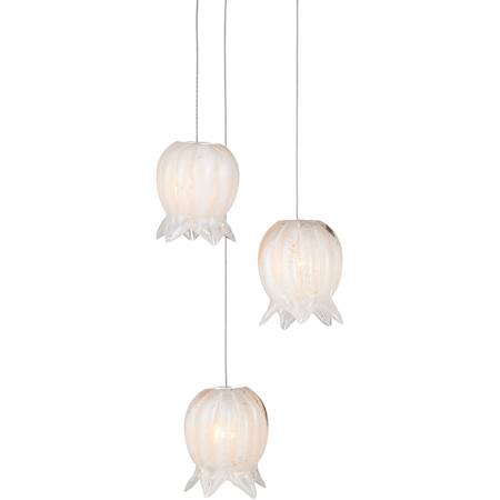 Currey and Company Polpo 3 Light 8" Wide Multi Light Pendant White / Silver