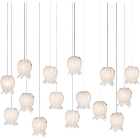 Currey and Company Polpo 15 Light 48" Wide Linear Pendant White / Silver