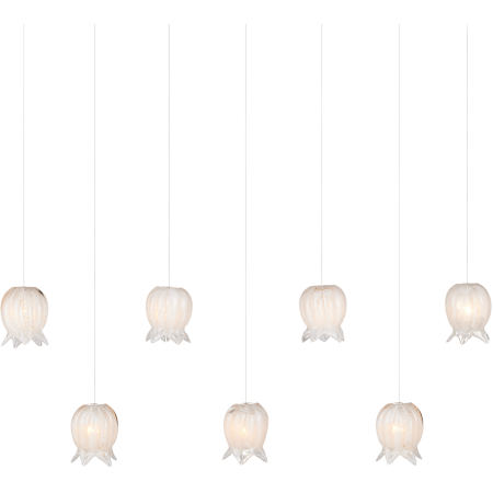Currey and Company Polpo 7 Light 57" Wide Linear Pendant White / Silver
