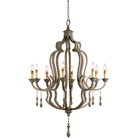 Currey and Company Waterloo 59"H 8 Light Chandelier with Optional Customizable Shades Washed Gray