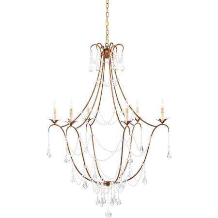 Currey and Company Elizabeth 50"H 6 Light Chandelier with Optional Customizable Shades from the Lillian August Collection Rhine Gold