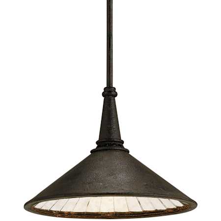 Currey and Company Manuscript Single Light 13" Wide Pendant Mole Black