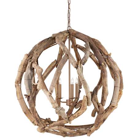 Currey and Company Driftwood 3 Light Chandelier in Natural Finish Natural
