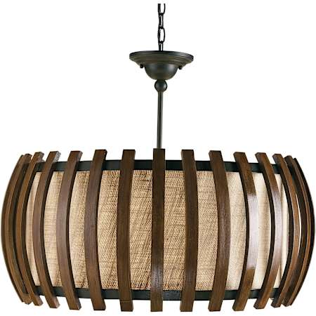 Currey and Company Dado 1 Light Pendant in Old Iron / Polished Fruitwood Finish Old Iron / Polished Fruitwood