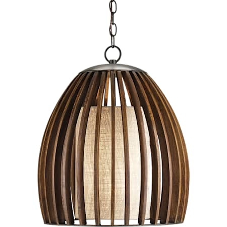 Currey and Company Carling 1 Light Pendant in Old Iron / Polished Fruitwood Finish Old Iron / Polished Fruitwood