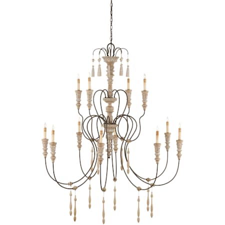 Currey and Company 12 Light Wrought Iron Large Hannah Chandelier with Customizable Shades Stockholm White / Rust
