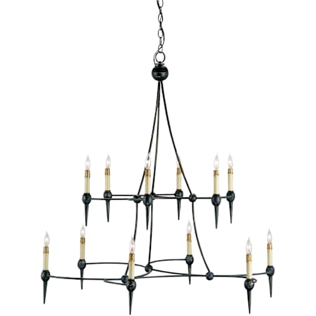 Currey and Company Danielli 42"H 12 Light Large Chandelier with Optional Customizable Shades French Black