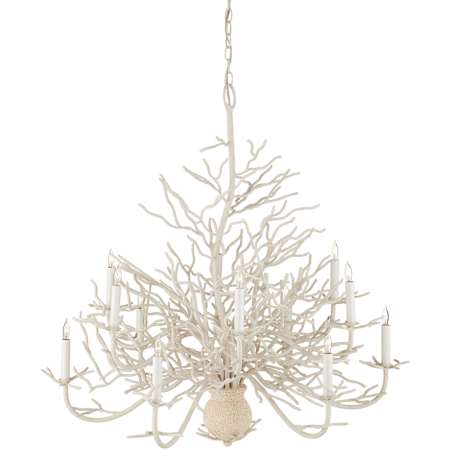 Currey and Company Seaward 39" 12 Light Large Chandelier with Optional Customizable Shades White Coral / Natural Sand