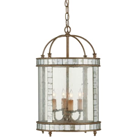 Currey and Company Corsica 4 Light 13" Wide Lantern Chandelier Harlow Silver Leaf