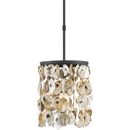 Currey and Company Stillwater 12" Wide Oyster Shell Pendant Blacksmith / Natural