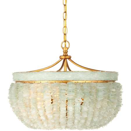 Currey and Company Bayou 3 Light 19" Wide Chandelier Contemporary Gold Leaf / Seaglass