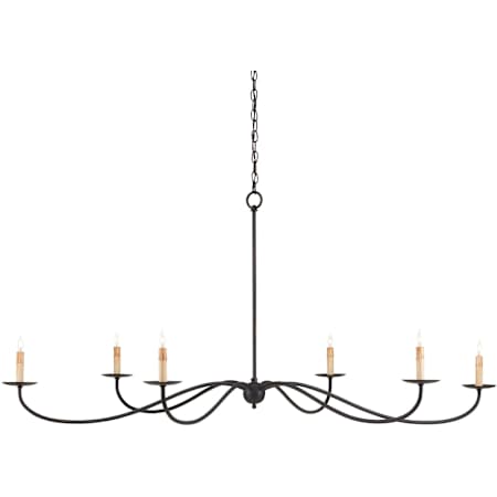 Currey and Company Saxon 6 Light Wrought Iron Chandelier Zanzibar Black