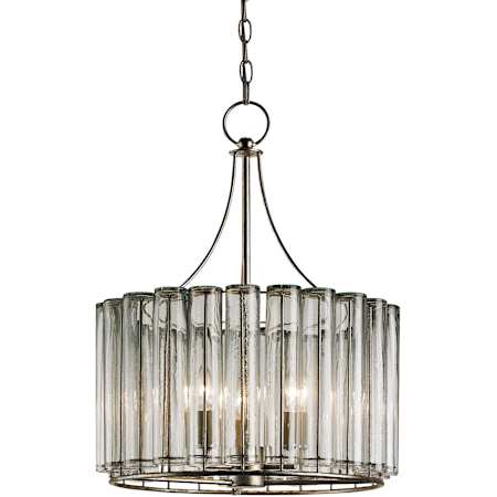 Currey and Company Bevilacqua 18" Wide 3 Light 1 Tier Chandelier Silver Leaf