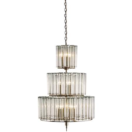 Currey and Company Bevilacqua 12 Light 3 Tier Chandelier Silver Leaf
