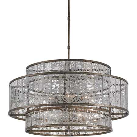 Currey and Company Fantine 8 Light Drum Pendant Pyrite Bronze