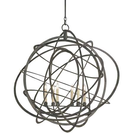 Currey and Company Genesis 35" Wide 6 Light Globe Chandelier Black Iron