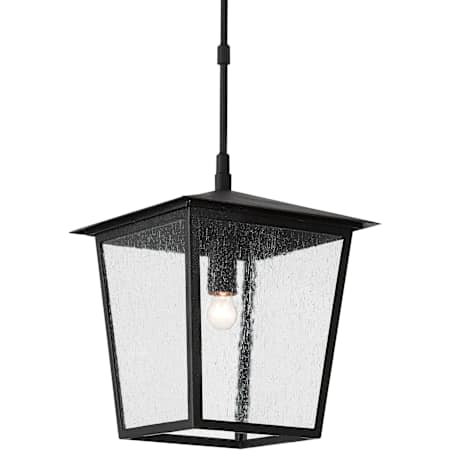 Currey and Company Bening Single Light 14" Wide Outdoor Wrought Iron Pendant Midnight