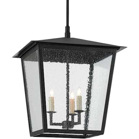 Currey and Company Bening 3 Light 17" Wide Outdoor Wrought Iron Pendant Midnight