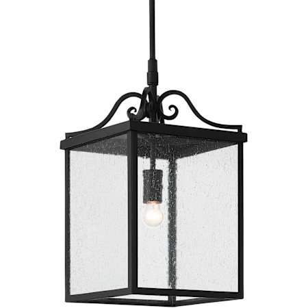 Currey and Company Giatti Single Light 12" Wide Outdoor Wrought Iron Pendant Midnight