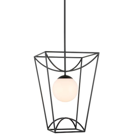 Currey and Company Rochefort 14" Wide Pendant with Frosted Glass Shade Black / White