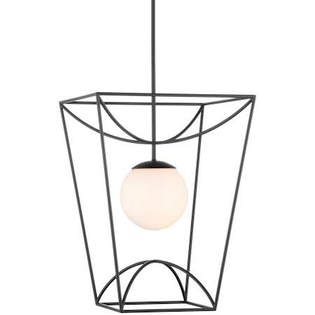 Currey and Company Rochefort 18" Wide Pendant with Frosted Glass Shade Black / White