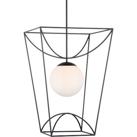 Currey and Company Rochefort 21" Wide Pendant with Frosted Glass Shade Black / White
