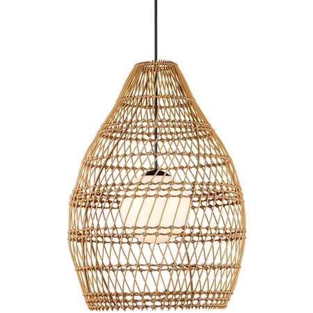 Currey and Company Fishtrap 30" Wide Outdoor Pendant Natural / Black / Frosted White