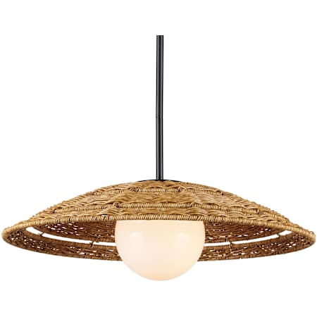 Currey and Company Barbary 20" Wide Outdoor Pendant Natural / Black / Frosted White