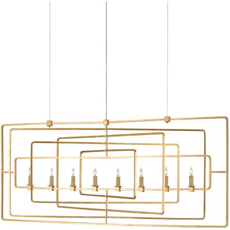 Currey and Company Metro 8 Light Candle Style Chandelier Gold Leaf