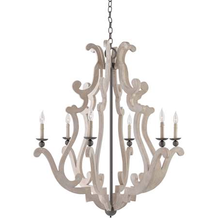 Currey and Company Durand 6 Light Chandelier Old Iron / Portland