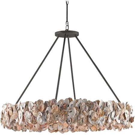 Currey and Company Oyster Circle 8 Light 38" Wide Drum Chandelier Textured Bronze / Natural