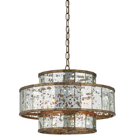 Currey and Company Fantine 5 Light 3 Tier Chandelier Pyrite Bronze / Raj Mirror