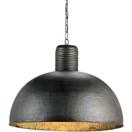 Currey and Company Saga 1 Light Pendant with Wrought Iron Bowl Shade Dark Blackened Steel