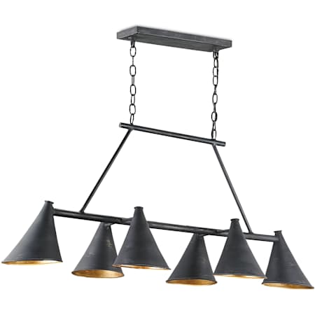 Currey and Company Culpepper 6 Light 48" Wide Chandelier French Black / Contemporary Gold Leaf