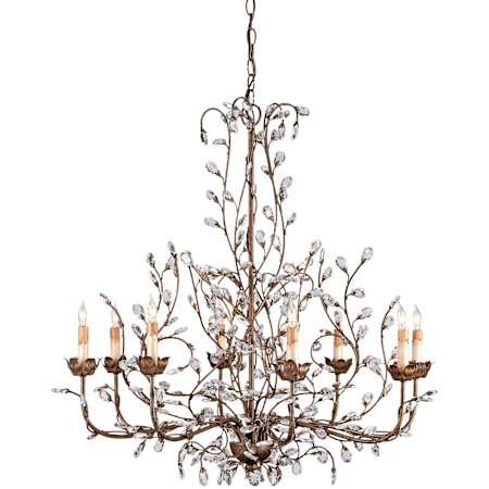 Currey and Company Crystal Bud Chandelier, Large with Customizable Shades Cupertino